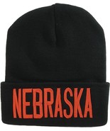 Nebraska Adult Size Bold Lettering Winter Knit Cuffed Beanie Hat (Black/... - £14.34 GBP