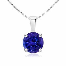 ANGARA Classic Round Tanzanite Solitaire Pendant in 14K Solid Gold | 18&quot; Chain - £1,119.92 GBP