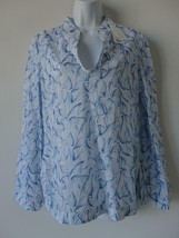 NWT TORY BURCH White Ellora Blue Multi Cotton Stephanie Tunic Blouse Top Small - £100.23 GBP