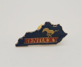 Kentucky State Pin Enamel Lapel Hat Pin Tie Tack Navy &amp; Goldtone Race Horse - £11.52 GBP