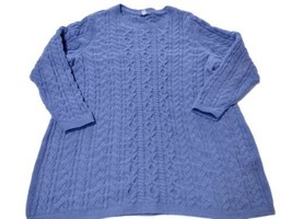 J Jill Chenille Cable Knit Sweater Size PXL Periwinkle Blue Chunky Soft Pullover - £15.65 GBP
