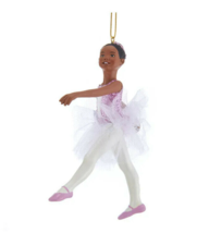 Kurt Adler 4.5&quot; Resin African American Ballerina Girl Ballet Christmas Ornament - £10.32 GBP