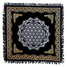 INDACORIFY Triple Moon Pentagram Altar Table Top Cloth with Fringes Alter Tarot  - £6.37 GBP