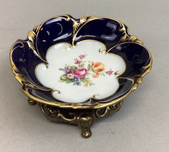 VINTAGE JLMENAU GRAF VON HENNEBERG ECHT COBALT PORCELAIN DISH ON BRASS P... - $47.42 CAD
