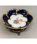 VINTAGE JLMENAU GRAF VON HENNEBERG ECHT COBALT PORCELAIN DISH ON BRASS P... - $47.22 CAD