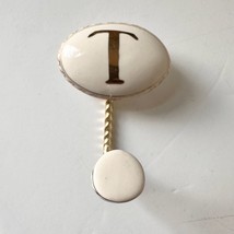 NEW Anthropologie Letter T Gold Oval Metal Wall Hook Hat Tie Back Cottag... - $14.85