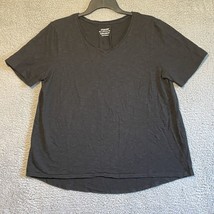 Chico&#39;s Womens Top Size 2 The Ultimate Tee Black Short Sleeve V-Neck Large - $16.34