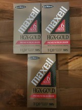 Lot of 3 NEW Sealed Maxell HGX-Gold T-120 6 Hour Premium Highgrade VHS Tapes - £13.97 GBP