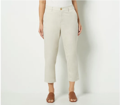 Denim &amp; Co. EasyWear Twill Relaxed Crop Pants (Light Khaki, 6) A476740 - £17.96 GBP