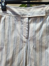 Ann Taylor Women White/Blue Striped Cotton Mid Rise Wide Leg Dress Pant ... - £22.03 GBP