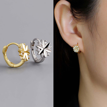 Snowflake Design Huggie Hoop Earrings for Women Dainty Earrings Fine Jew... - £11.06 GBP