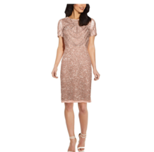 Adrianna Papell Womens 14 Rose Gold Sequined Embellished Dress NWD BV45 - £78.57 GBP