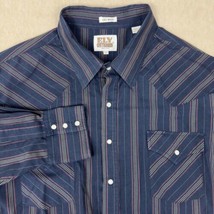 Ely Cattleman Shirt Mens 3X Big Blue Striped Western Pearl Snap Cowboy B... - £14.78 GBP