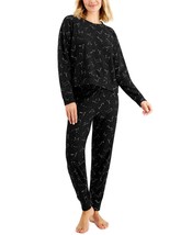Jenni by Jennifer Moore Womens Sleepwear Pajama Top and Jogger Set,Black... - £31.44 GBP
