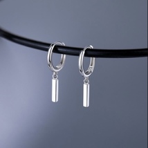 925 Silver Plated Unisex Hip Hop Dangle Drop Earrings for Men Women - £8.70 GBP