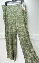 Three Dots Wide Leg Pull On Pants XXL Green Woodland Mosaic Print Rayon Boho NEW - £15.04 GBP