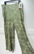 Three Dots Wide Leg Pull On Pants XXL Green Woodland Mosaic Print Rayon Boho NEW - £14.88 GBP