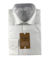 A-llegro Men&#39;s Dress Shirt White Slim Fit Convertible Cuff Sizes 14.5 - 18.5 - £27.16 GBP