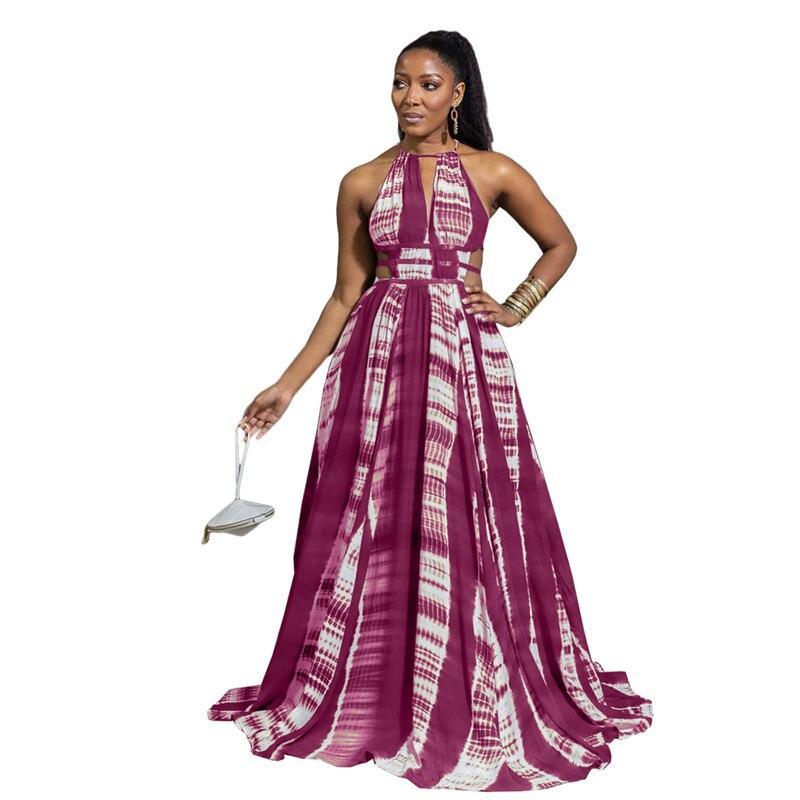 Backless Sleeveless Irregular Print Maxi Dress Item image 4