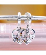925 Silver Puzzle Piece Hearts Splittable Friendship Dangle Charm - $18.99