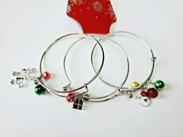 Kohl&#39;s Women&#39;s Silver Tone Christmas Charm Bracelet Jingle Bells Reindeer Santa - £9.51 GBP