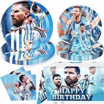 41pcs Soccer Star Birthday Decorations Tableware Set for 20 Guests HD So... - £33.11 GBP