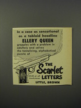 1953 Little, Brown Book Advertisement - The Scarlet letters by Ellery Queen - £14.55 GBP