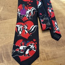 Looney Tunes Mania Pepe Le Pew skunk Penelope hearts mens neck tie Vintage 1994 - £6.92 GBP