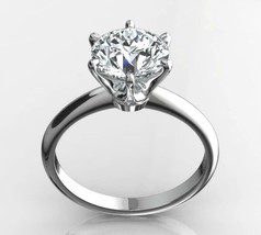 Solitaire 2.00Ct Round White Moissanite Engagement Ring 14k White Gold in Size 5 - £222.17 GBP