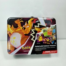 Pokemon Treasure Chest Collectors Tin NEW Charizard 5 TCG Packs Notepad &amp; More - £35.60 GBP