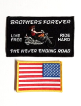 Brothers Forever Motorcycle USA Flag Embroidered Bikers Patch Lot (Qty 2... - $12.99