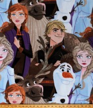 Fleece Disney Frozen Characters Elsa Anna Olaf Kristoff Fabric Print BTY A343.14 - £7.96 GBP