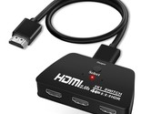 4K@60Hz Hdmi Switchwith 3.9Ft Hdmi Cable, , 3-Port Hdmi Switcher Selecto... - £29.65 GBP