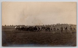 RPPC US Army Show Event Horses Soldiers Tents Dapper Men Real Photo Post... - £15.59 GBP