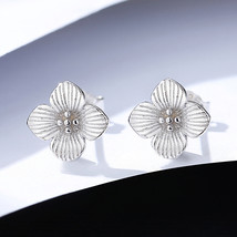 Flower Earrings Women&#39;s Mori Creative Brushed Flower 925 Silver Stud Earrings - £12.78 GBP
