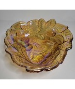 Carnival Glass Amber Candy/Nut Dish Leaf &amp; Berry Design - £14.96 GBP