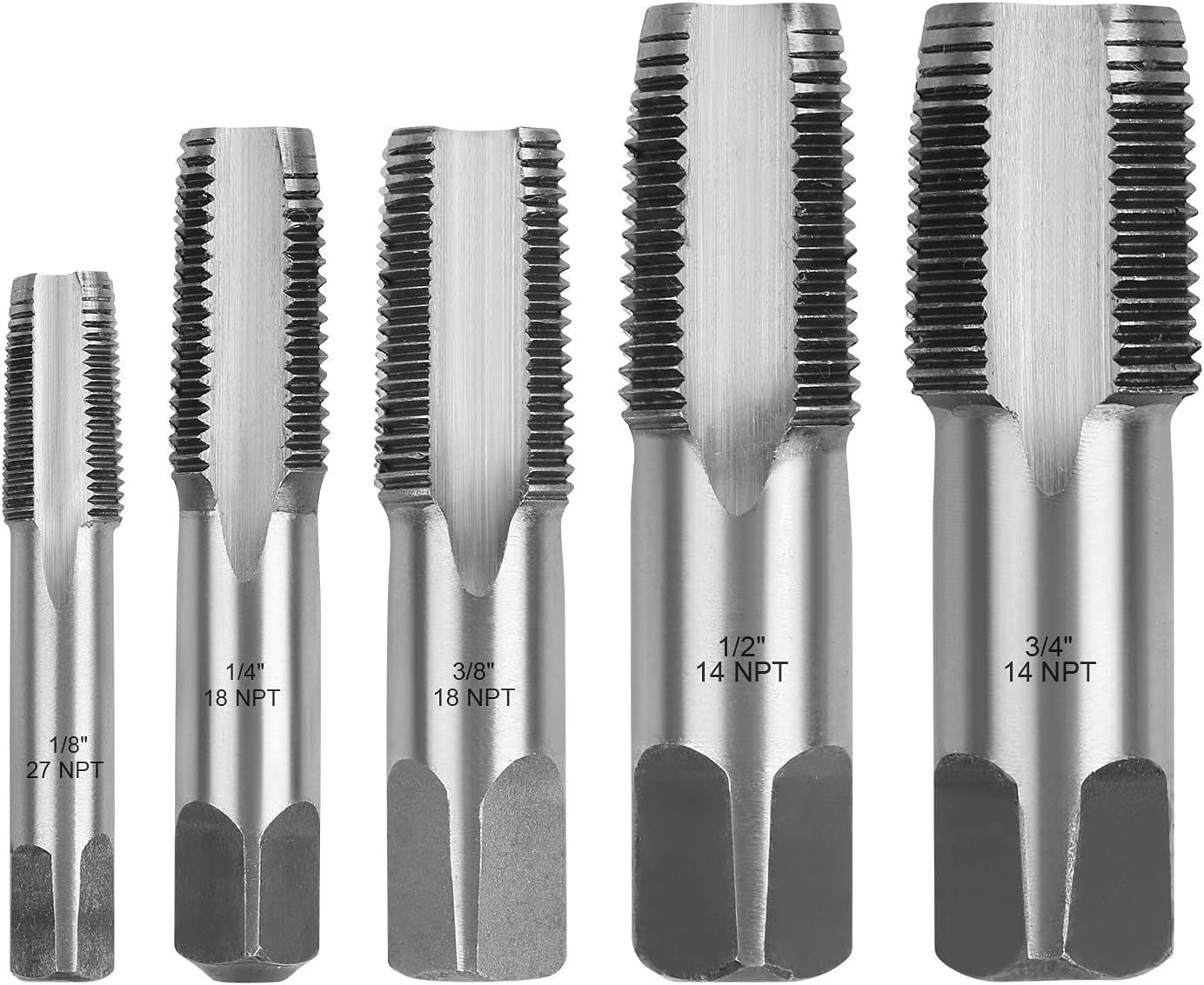 Horusdy 5-Piece Npt Pipe Tap Set, Sizes Includes 1/8&quot;, 1/4&quot;, 3/8&quot;, 1/2&quot; ... - $21.67