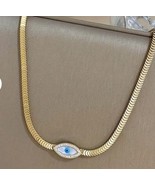 Evil eye gold chain choker necklace - $275.33 MXN
