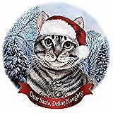 Primary image for Holiday Pet Gifts Silver Tabby Cat Santa Hat Porcelain Christmas Tree Ornament