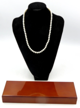 Vintage Pearl Necklace Genuine Cultured Freshwater 14k Gold Clasp 20&quot; - £95.21 GBP