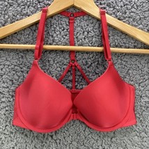Victoria Secret Lined Demi Push Up Bra Red Racerback Front Closure Strappy 32D - £23.35 GBP