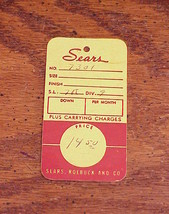 Old Sears and Roebuck Cardboard Stock Price Tag, no. T 2409 Rev. 11 22-46 - £5.45 GBP