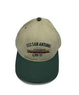 USS San Antonio LPD Beige Navy Blue Strapback Hat Cap Made in USA Team - $336.09 MXN
