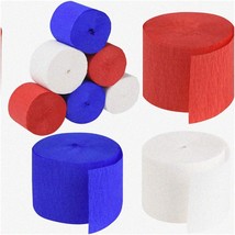 Patriotic Party Pizzazz: 738ft Independence Day Crepe Paper Streamers - 9 Rolls - $32.66