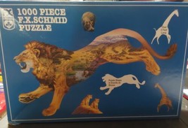F.X. Schmid Jigsaw Puzzle Vintage Lot 3 1000pc Lion Butterfly Shaped Jungle - $37.07