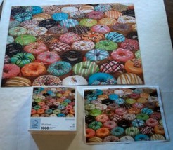 Difficult Donuts 1000 pc Puzzle w Poster Frosted Colorful Yum Cobble Hill  - £7.83 GBP