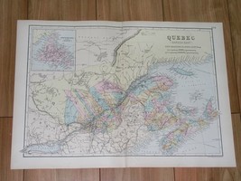 1891 Map Of Quebec New Brunswick Prince Edward Island Nova Scotia Canada - £22.28 GBP
