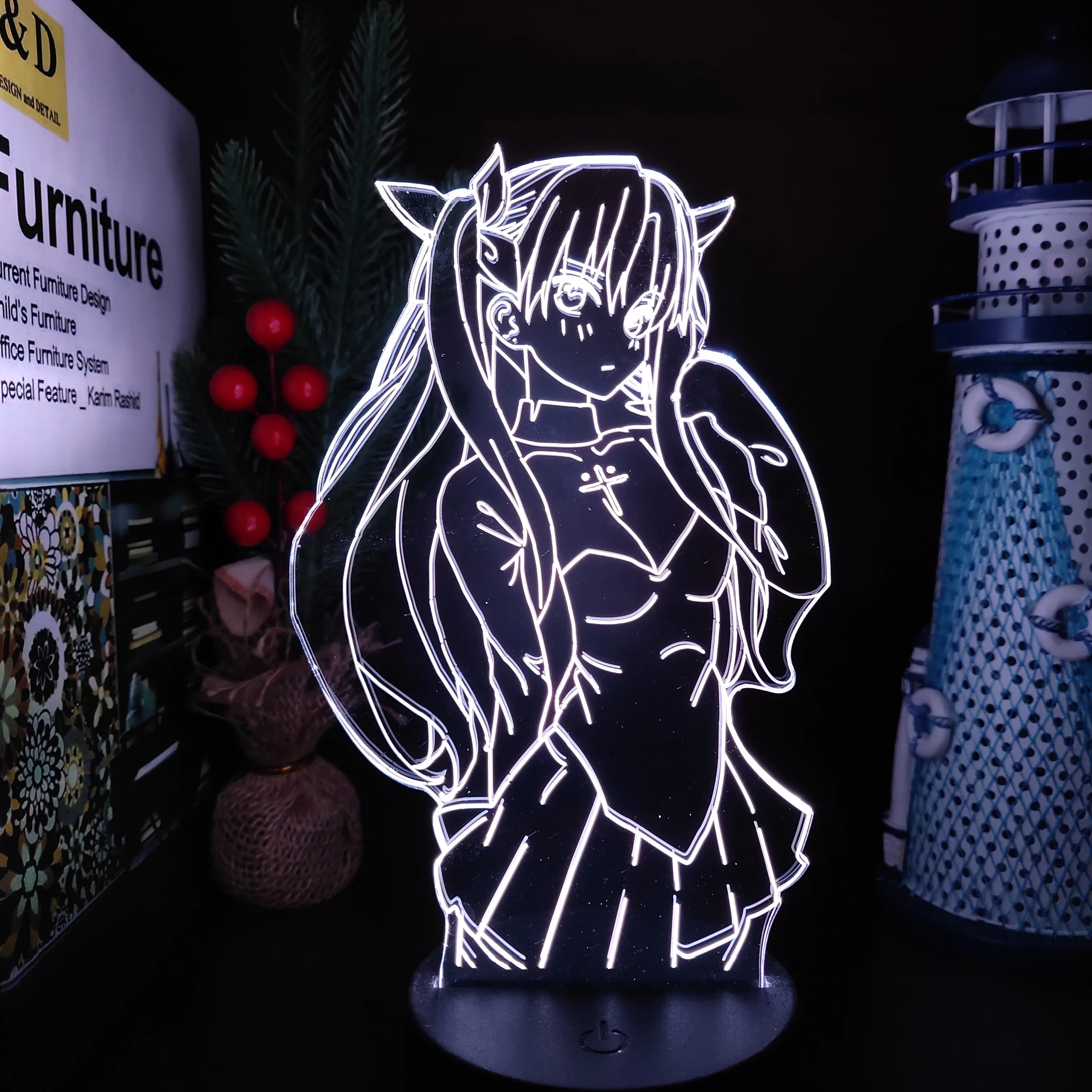 Fate/Stay Night Tohsaka Rin Anime 3D LED Illusion Lamp Nightlights Lampara for - £14.62 GBP+