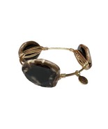 Bourbon And Bowties Gold Tone Wire Wrapped Brown Gemstone Bangle Bracelet - $26.08 CAD