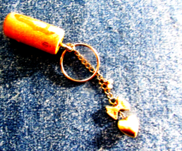 handmade WINE CORK KEY CHAIN w/silver gold colors BOW HEART 2 pearls - $2.00